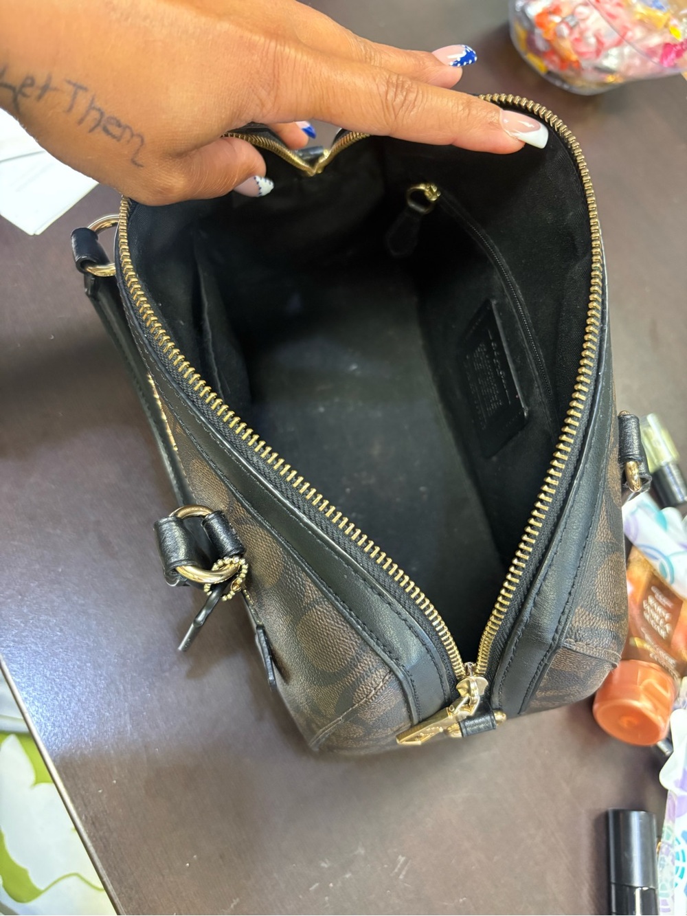 Coach Brown/Black Signature Mini Satchel with Gold Hardware - Picture 6 of 8